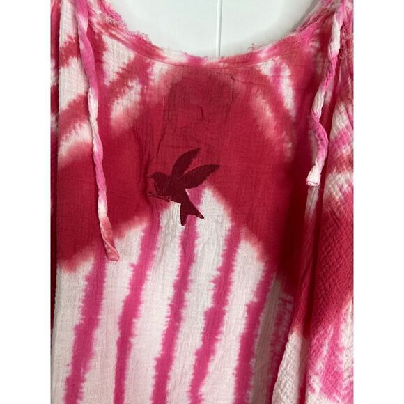 One Teaspoon Icon Pink Tie Dye Muslin Mini Dress Drop Waist Size Small NWT - Picture 8 of 9